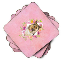 Load image into Gallery viewer, German Shepherd #1 Pink Flowers Coasters - Set of 4 Lightweight Foam, Absorbent Drink Coasters  CK4146FC