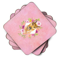 Load image into Gallery viewer, German Shepherd #2 Pink Flowers Coasters - Set of 4 Lightweight Foam, Absorbent Drink Coasters  CK4147FC