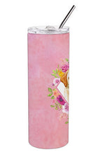 Load image into Gallery viewer, Golden Retriever Pink Flowers Double Walled Stainless Steel 20 oz Skinny Tumbler CK4149TBL20