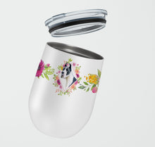 Load image into Gallery viewer, Great Dane Pink Flowers Stainless Steel 12 oz Stemless Wine Glass CK4150TBL12