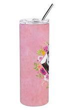Load image into Gallery viewer, Siberian Husky #1 Pink Flowers Double Walled Stainless Steel 20 oz Skinny Tumbler CK4151TBL20