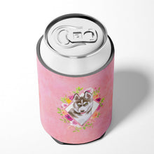 Load image into Gallery viewer, Siberian Husky #2 Pink Flowers Can or Bottle Hugger CK4152CC