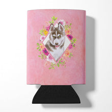 Load image into Gallery viewer, Siberian Husky #2 Pink Flowers Can or Bottle Hugger CK4152CC