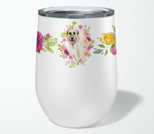 Load image into Gallery viewer, Irish Wolfhound Pink Flowers Stainless Steel 12 oz Stemless Wine Glass CK4153TBL12