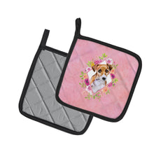 Load image into Gallery viewer, Jack Russell Terrier #1 Pink Flowers Pot Holders - Set of 2 - Heat-Resistant Kitchen Essentials CK4155PTHD