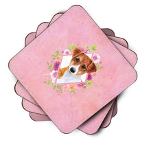 Load image into Gallery viewer, Jack Russell Terrier #2 Pink Flowers Coasters - Set of 4 Lightweight Foam, Absorbent Drink Coasters  CK4156FC