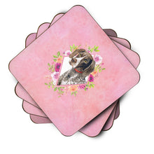 Load image into Gallery viewer, German Shorthaired Pointer Pink Flowers Coasters - Set of 4 Lightweight Foam, Absorbent Drink Coasters  CK4157FC