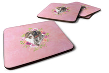 Load image into Gallery viewer, German Shorthaired Pointer Pink Flowers Coasters - Set of 4 Lightweight Foam, Absorbent Drink Coasters  CK4157FC