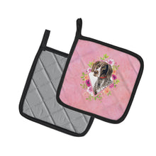 Load image into Gallery viewer, German Shorthaired Pointer Pink Flowers Pot Holders - Set of 2 - Heat-Resistant Kitchen Essentials CK4157PTHD