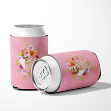 Load image into Gallery viewer, Yellow Labrador Retriever Pink Flowers Can or Bottle Hugger CK4158CC