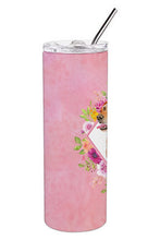 Load image into Gallery viewer, Yellow Labrador Retriever Pink Flowers Double Walled Stainless Steel 20 oz Skinny Tumbler CK4158TBL20