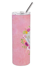 Load image into Gallery viewer, Maltese Pink Flowers Double Walled Stainless Steel 20 oz Skinny Tumbler CK4159TBL20