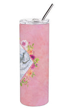 Load image into Gallery viewer, Great Pyrenees Pink Flowers Double Walled Stainless Steel 20 oz Skinny Tumbler CK4160TBL20