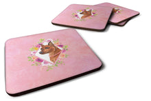 Load image into Gallery viewer, Miniature Pinscher Pink Flowers Coasters - Set of 4 Lightweight Foam, Absorbent Drink Coasters  CK4161FC