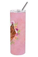 Load image into Gallery viewer, Miniature Pinscher Pink Flowers Double Walled Stainless Steel 20 oz Skinny Tumbler CK4161TBL20