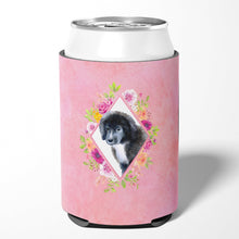 Load image into Gallery viewer, Newfoundland Puppy Pink Flowers Can or Bottle Hugger CK4164CC