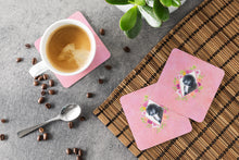 Load image into Gallery viewer, Newfoundland Puppy Pink Flowers Coasters - Set of 4 Lightweight Foam, Absorbent Drink Coasters  CK4164FC