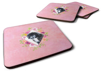Load image into Gallery viewer, Newfoundland Puppy Pink Flowers Coasters - Set of 4 Lightweight Foam, Absorbent Drink Coasters  CK4164FC