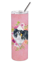 Load image into Gallery viewer, Papillon Pink Flowers Double Walled Stainless Steel 20 oz Skinny Tumbler CK4165TBL20