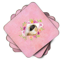 Load image into Gallery viewer, Pekingese Pink Flowers Coasters - Set of 4 Lightweight Foam, Absorbent Drink Coasters  CK4166FC