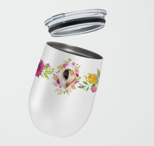 Load image into Gallery viewer, Pekingese Pink Flowers Stainless Steel 12 oz Stemless Wine Glass CK4166TBL12
