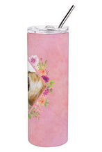 Load image into Gallery viewer, Pekingese Pink Flowers Double Walled Stainless Steel 20 oz Skinny Tumbler CK4166TBL20
