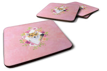 Load image into Gallery viewer, Corgi Pink Flowers Coasters - Set of 4 Lightweight Foam, Absorbent Drink Coasters  CK4167FC