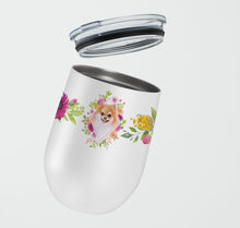 Load image into Gallery viewer, Pomeranian #1 Pink Flowers Stainless Steel 12 oz Stemless Wine Glass CK4169TBL12