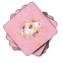 Load image into Gallery viewer, Pomeranian #2 Pink Flowers Coasters - Set of 4 Lightweight Foam, Absorbent Drink Coasters  CK4170FC