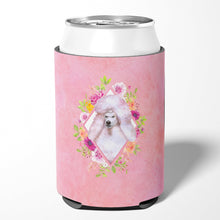 Load image into Gallery viewer, Standard White Poodle Pink Flowers Can or Bottle Hugger CK4171CC