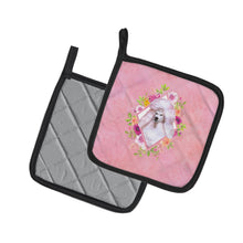 Load image into Gallery viewer, Standard White Poodle Pink Flowers Pot Holders - Set of 2 - Heat-Resistant Kitchen Essentials CK4171PTHD