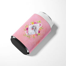 Load image into Gallery viewer, White Mini Poodle Pink Flowers Can or Bottle Hugger CK4172CC