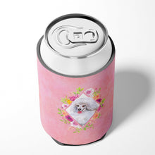 Load image into Gallery viewer, White Mini Poodle Pink Flowers Can or Bottle Hugger CK4172CC