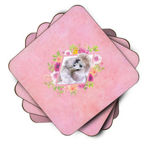 Load image into Gallery viewer, Standard Grey Poodle Pink Flowers Coasters - Set of 4 Lightweight Foam, Absorbent Drink Coasters  CK4173FC