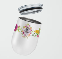Load image into Gallery viewer, Standard Grey Poodle Pink Flowers Stainless Steel 12 oz Stemless Wine Glass CK4173TBL12