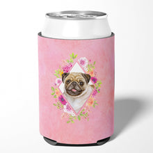 Load image into Gallery viewer, Fawn Pug Pink Flowers Can or Bottle Hugger CK4174CC