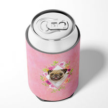 Load image into Gallery viewer, Fawn Pug Pink Flowers Can or Bottle Hugger CK4174CC