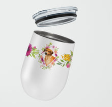 Load image into Gallery viewer, Rhodesian Ridgeback Pink Flowers Stainless Steel 12 oz Stemless Wine Glass CK4175TBL12