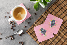 Load image into Gallery viewer, Russian Black Terrier Pink Flowers Coasters - Set of 4 Lightweight Foam, Absorbent Drink Coasters  CK4176FC