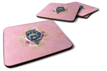 Load image into Gallery viewer, Russian Black Terrier Pink Flowers Coasters - Set of 4 Lightweight Foam, Absorbent Drink Coasters  CK4176FC