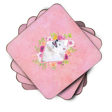 Load image into Gallery viewer, Samoyed Pink Flowers Coasters - Set of 4 Lightweight Foam, Absorbent Drink Coasters  CK4177FC
