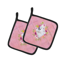 Load image into Gallery viewer, Samoyed Pink Flowers Pot Holders - Set of 2 - Heat-Resistant Kitchen Essentials CK4177PTHD