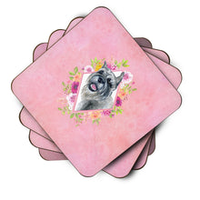 Load image into Gallery viewer, Schnauzer Pink Flowers Coasters - Set of 4 Lightweight Foam, Absorbent Drink Coasters  CK4179FC