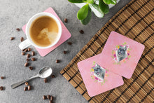 Load image into Gallery viewer, Schnauzer Pink Flowers Coasters - Set of 4 Lightweight Foam, Absorbent Drink Coasters  CK4179FC