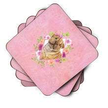 Load image into Gallery viewer, Shar Pei Pink Flowers Coasters - Set of 4 Lightweight Foam, Absorbent Drink Coasters  CK4181FC