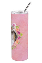 Load image into Gallery viewer, Shih Tzu Pink Flowers Double Walled Stainless Steel 20 oz Skinny Tumbler CK4184TBL20