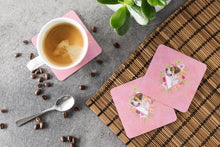 Load image into Gallery viewer, Saint Bernard #1 Pink Flowers Coasters - Set of 4 Lightweight Foam, Absorbent Drink Coasters  CK4186FC