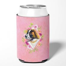 Load image into Gallery viewer, Saint Bernard #2 Pink Flowers Can or Bottle Hugger CK4187CC