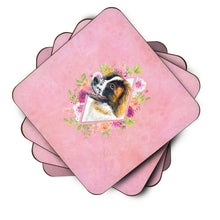 Load image into Gallery viewer, Saint Bernard #2 Pink Flowers Coasters - Set of 4 Lightweight Foam, Absorbent Drink Coasters  CK4187FC