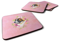 Load image into Gallery viewer, Saint Bernard #2 Pink Flowers Coasters - Set of 4 Lightweight Foam, Absorbent Drink Coasters  CK4187FC
